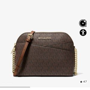 🌟 Used LIKE NEW Michael Kors Monogram Dome Crossbody Bag with Gold Chain